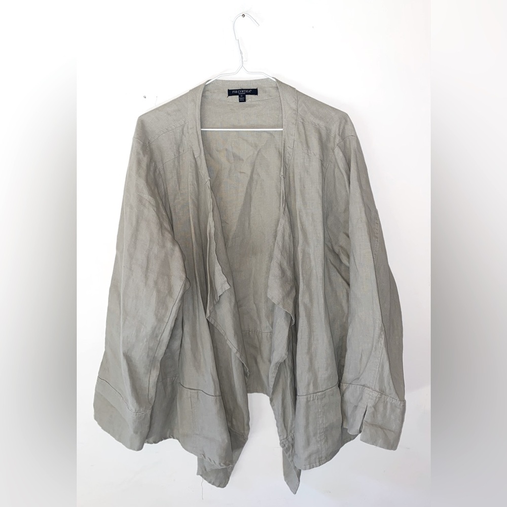 FOR CYNTHIA 100% Linen Open Front Jacket